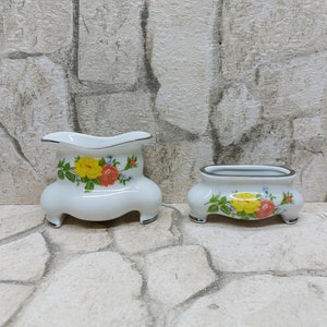 2-delig VINTAGE JAROLINA PORSELEIN gemaakt in Polen Porseleinen vaas / pennenhouder Visitekaartjes Set van 2 Pools porselein Tafeldecor in de uitverkoop