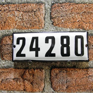 Street Sign Enameled Porcelain, Vintage Sign House Door Number 24280, White and Black Enamel Metal Plate Door Number, Home Décor, zografa