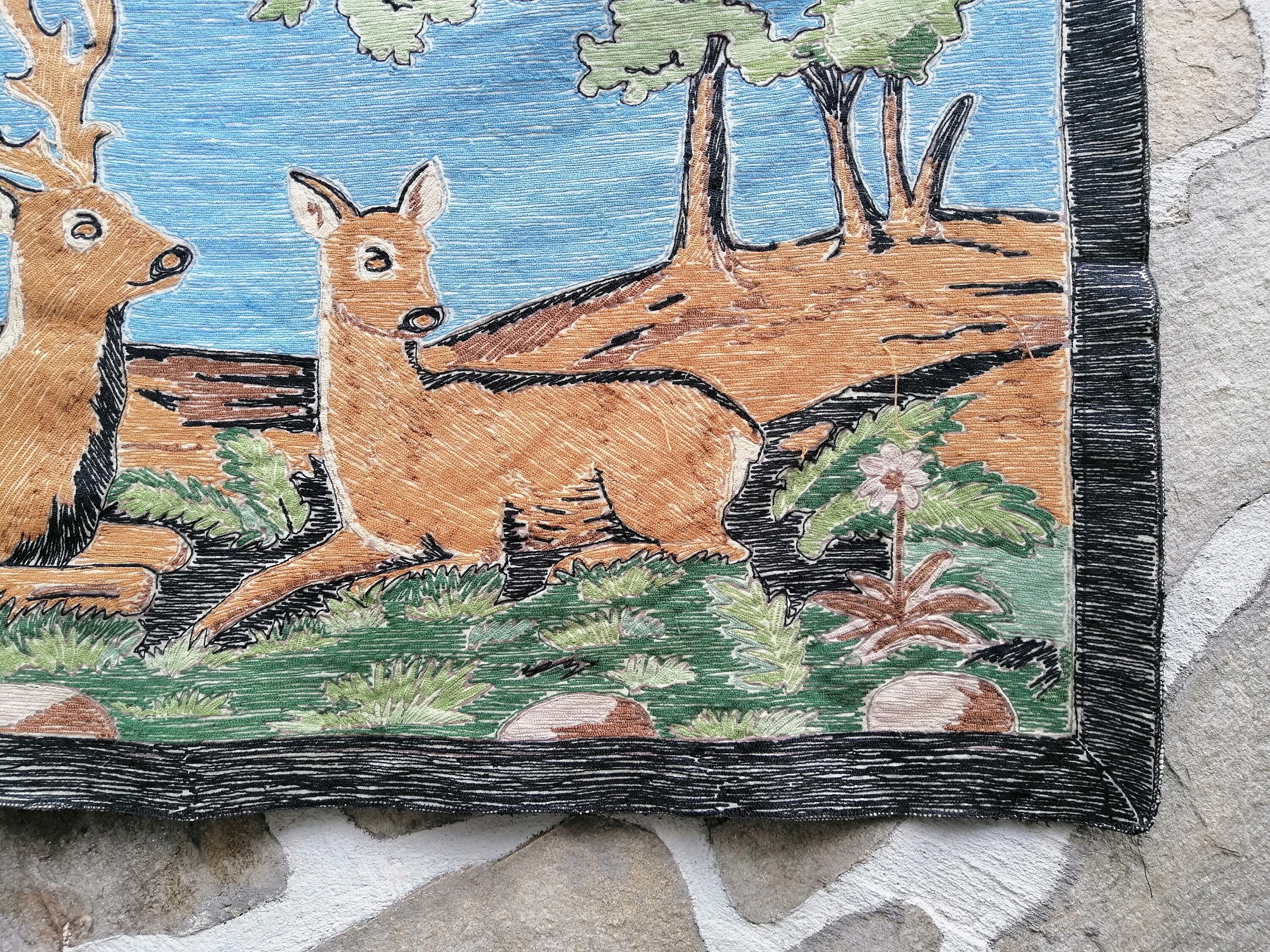 Tapisserie Murale Tenture Décoration Cerfs forêt 150*200cm