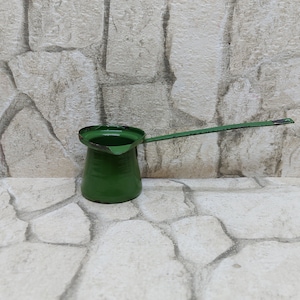 Vintage Coffee Pot, Small Enamel Coffee Pot GREEN Metal Pot Free shipping worldwide
