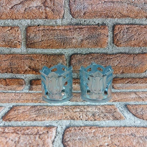Vintage set of 2 glass holders, metal glass - holders USSR, Russian tea glass holders, Podstakannik