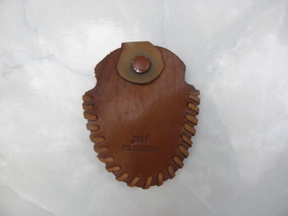 Portachiavi In Pelle Nabuk Marrone - Design Vintage Con Scomparto Portamonete