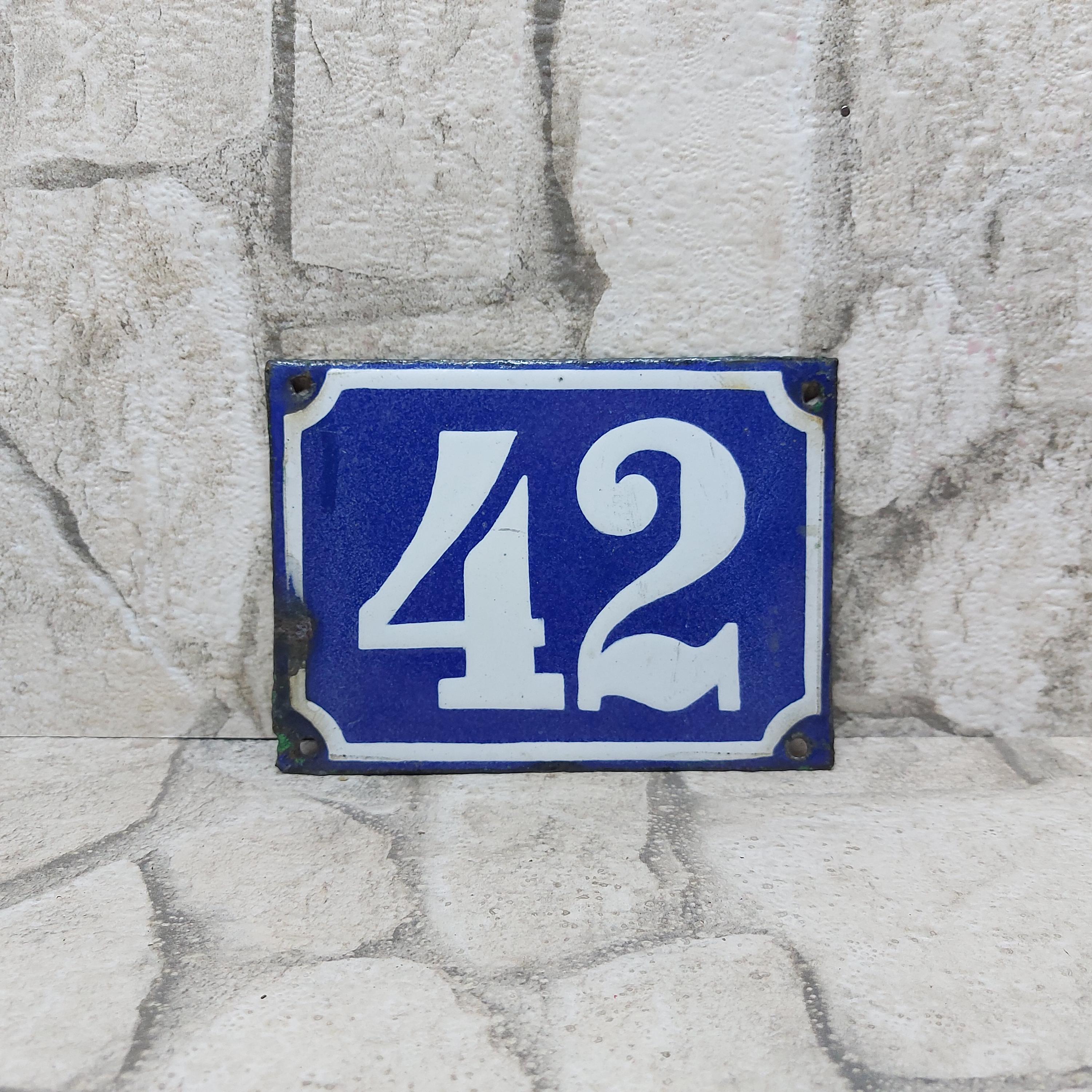 Vintage Enamel Street Sign Number 42: European Door Plate - Etsy