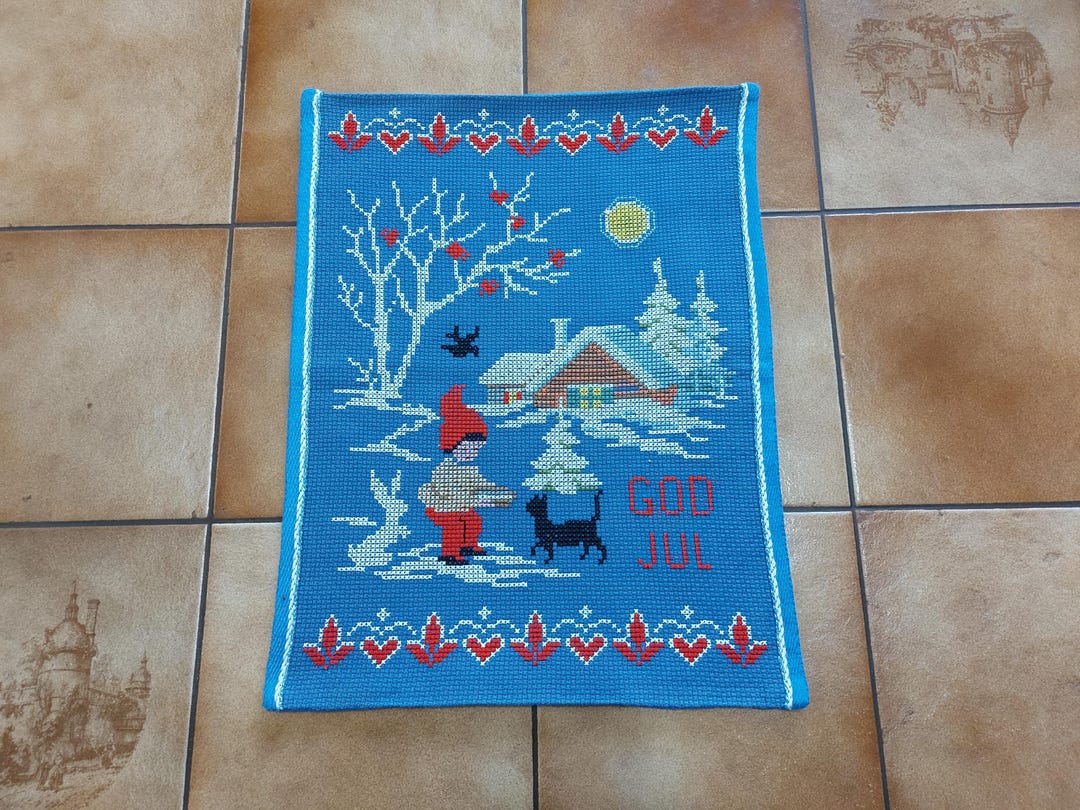 Sweden＊GOD JUL＊Christmas tapestry・* God Jul But First Fika Cute Scandinavian Merry Christmas