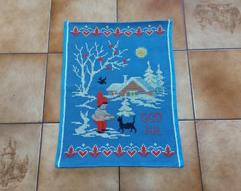 Sweden＊GOD JUL＊Christmas tapestry・* God Jul But First Fika Cute Scandinavian Merry Christmas