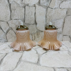 Vintage Art Deco Glas Lampenschirme - Paar