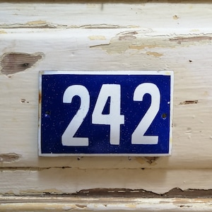 Address Sign, Address Number for House, Door Sign 242, Door Number, Outdoor House Number, Enamel Sign, House Plaque, Metal Door Number