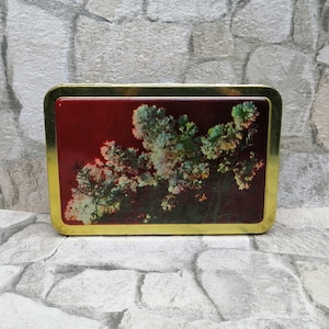 Vintage Floral Litho Tin Box: Retro Metal Storage