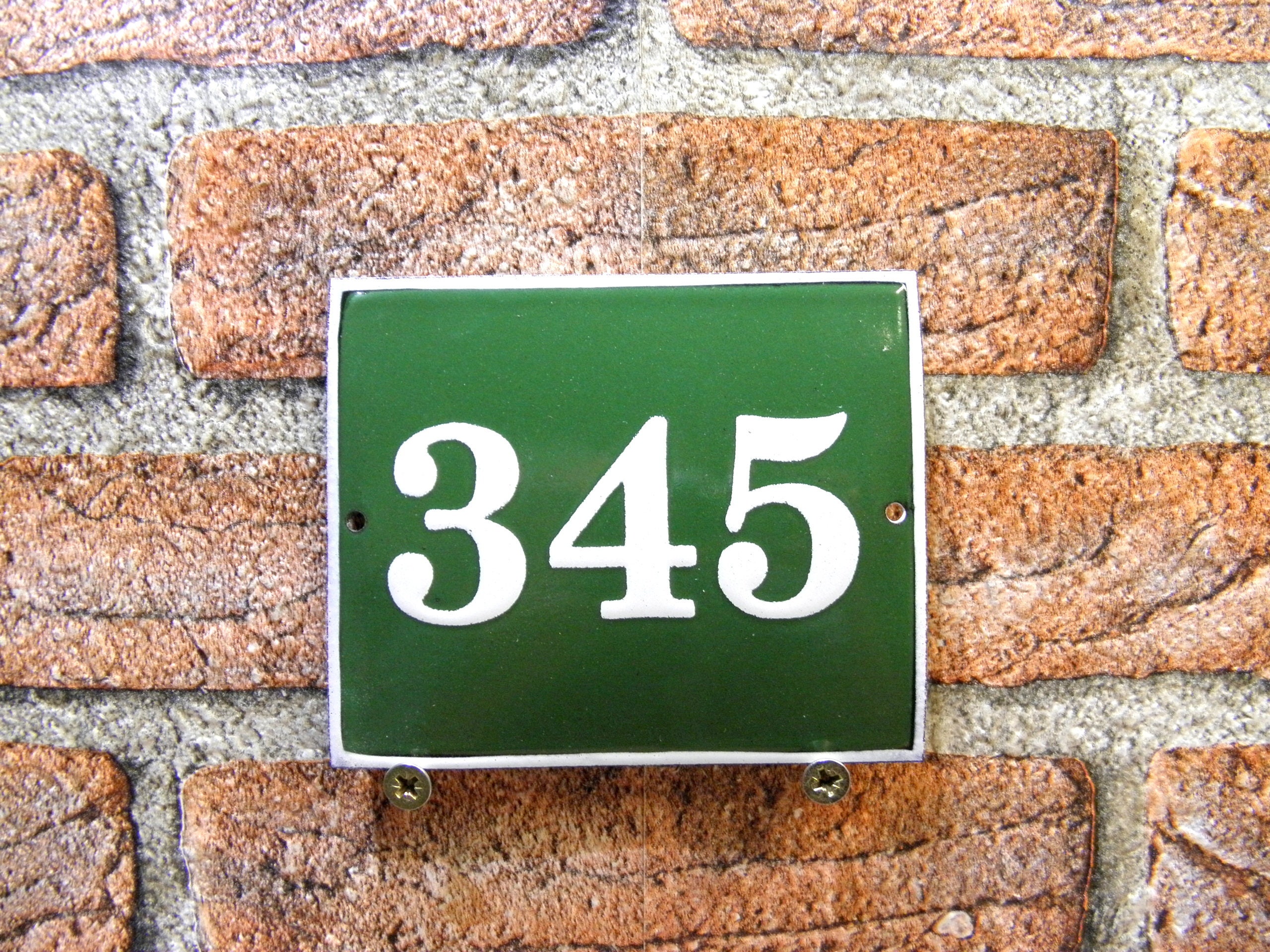 Vintage Green Enamel House Number Sign: 345 Street Address - Etsy