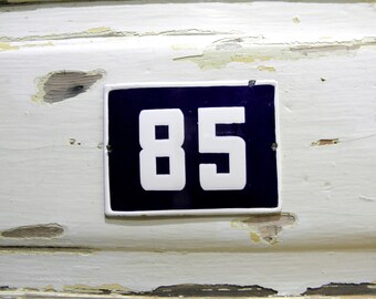 Address Street Sign, Address Number 85, Address Plaque, Vintage Door Sign Enamel Door Sign Number Outdoor House Numbers Metal House Sign