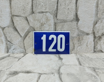 Door Sign, Porcelain House Door Number 120, Address Number For House, Enamel Sign, Address Sign, House Plaque Vintage Enamel Sign Door Plate