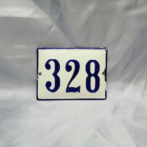 Placa de porta, número da porta da casa de porcelana 328, número de endereço da casa, placa de esmalte, placa de endereço, placa de casa, placa de porta de esmalte vintage