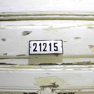 Vintage Sign House Door Number 21215, Street Sign Enameled Porcelain, White and Black Enamel Metal Plate Door Number, Home Décor, zografa