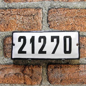 Vintage Sign House Door Number 21270, Street Sign Enameled Porcelain, White and Black Enamel Metal Plate Door Number, Home Décor, zografa