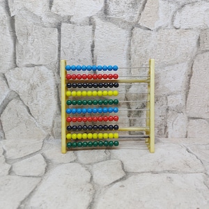 Vintage Plastic  Abacus,Retro Plastic Abacus, Wooden Calculator School,  Primitive Calculator Computer.