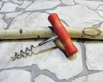 Vintage Wooden Handle Corkscrew: Wine Bottle Opener, Man Cave Gift