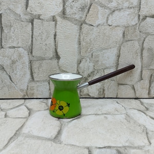 Vintage Coffee Pot Coffee Maker Coffee Jug Enamel Coffee Pot Bulgarian Coffee Pot  GREEN Coffee Pot Vintage Enamelware Milk Pot Small Vase