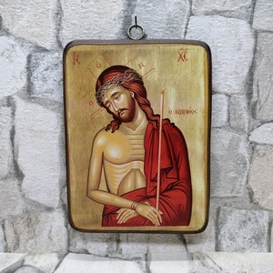 Handmade Christ Icon: Orthodox Religious Art, Home Decor (20 cm - 27 cm)