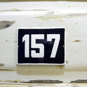 Door Sign 157 Vintage Enamel House Number Address Sign Outdoor House Number 157