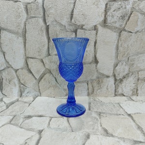 Kielich ze szkła kobaltowego Avon George Washington Bicentennial Commemorative Royal Blue Fostoria Coin Glass