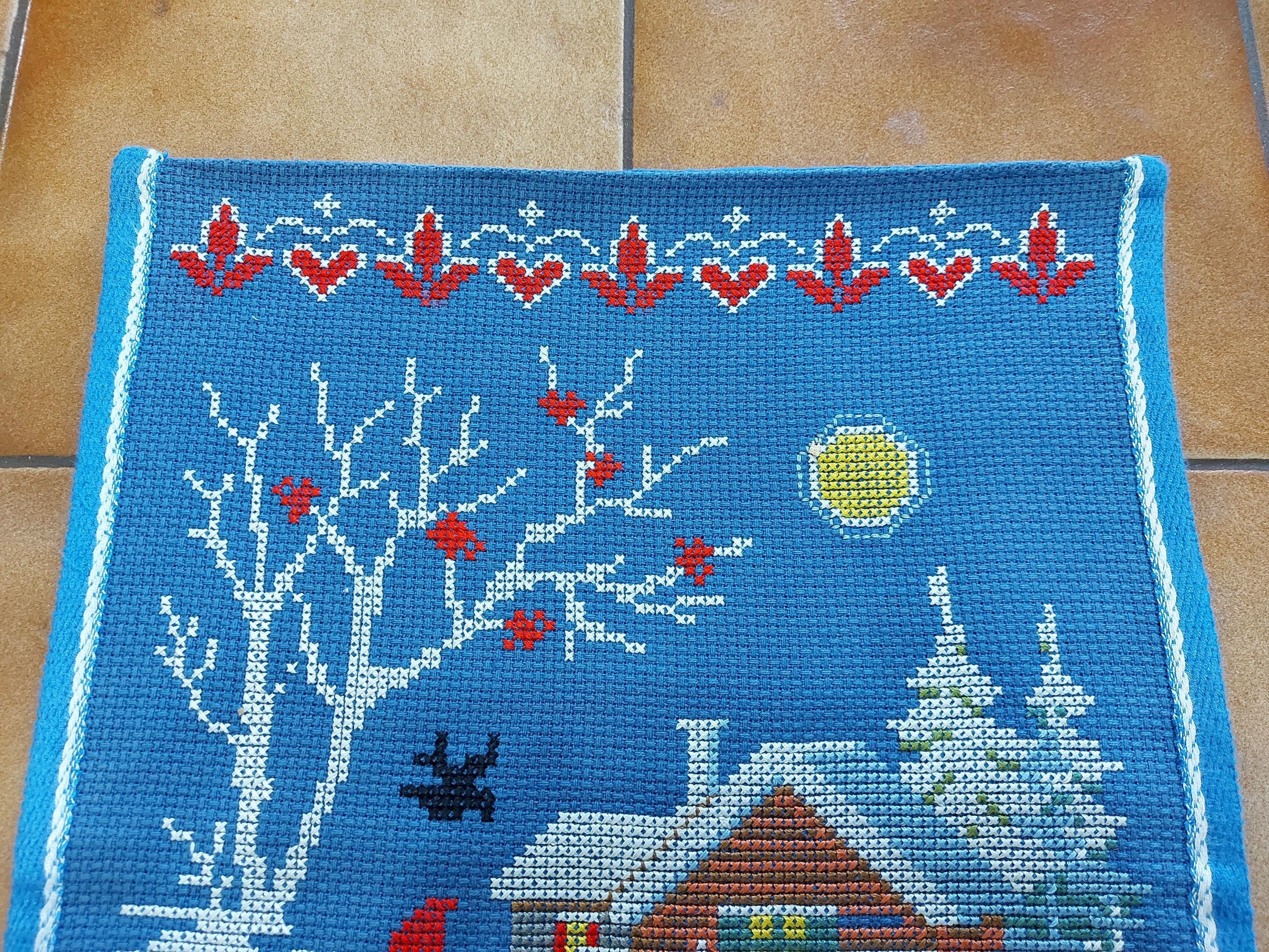 Sweden＊GOD JUL＊Christmas tapestry・* Vintage Swedish Santa Print God Jul Merry Christmas Tapestry