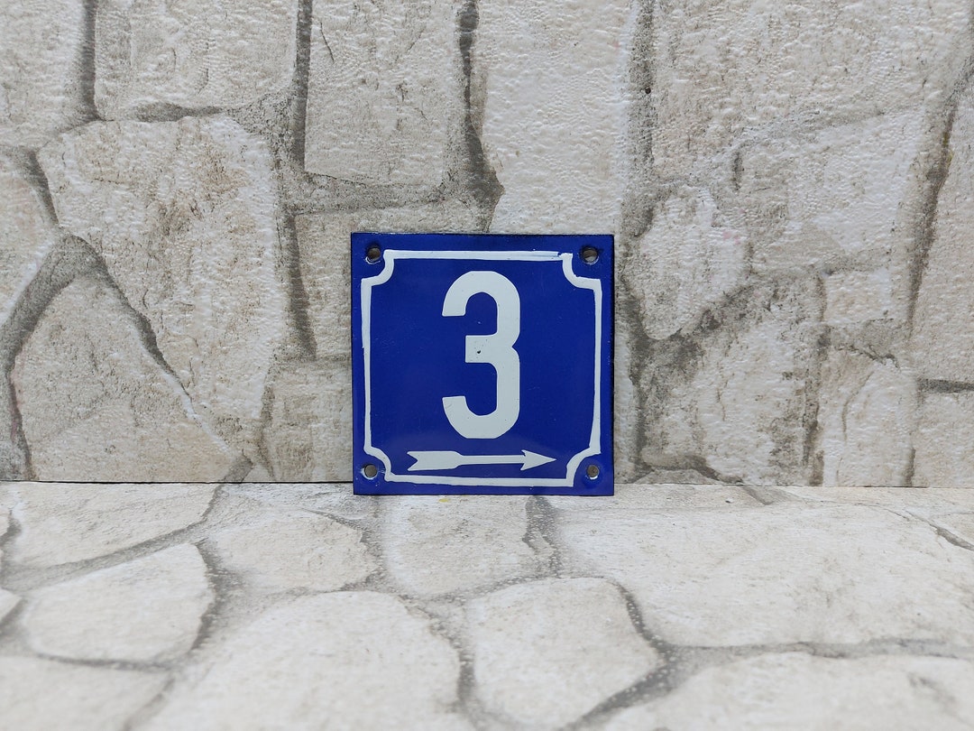Vintage Enamel House Number 3: Blue Address Sign (4.3 In) - Etsy