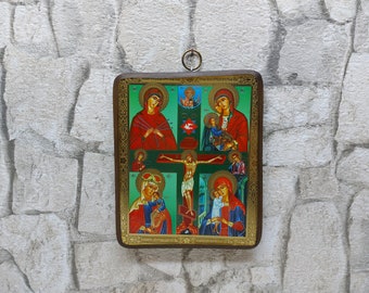 Russische orthodoxe Ikone JUNGFRAU MARIA, (17 cm x 21,5 cm x 2,5 cm), (6,7 in x 8,5 in x 1 in), zografa