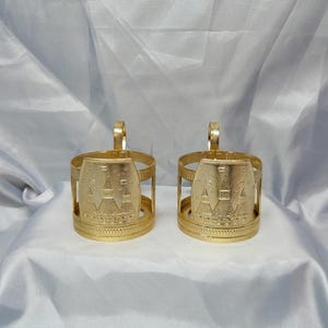 USSR Vintage set of 2 metal glass holders Russian tea Podstakannik