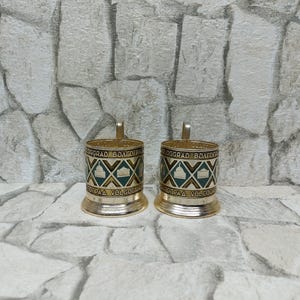 Vintage set of 2 glass holders,  USSR - VOLGOGRAD, Russian tea glass holders, Podstakannik, Free shipping worldwide with tracking