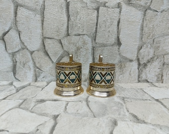 Vintage USSR Volgograd theeglashouders, Podstakannik-set