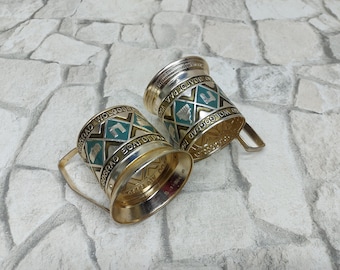 Vintage Russische theeglashouders, Podstakannik-set USSR