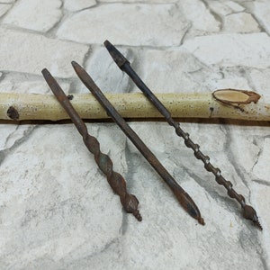 3tlg. Antike Schnecken, Lot von 3 Handbohrern für Holz, 3er Set Vintage Handbohrer, Holzbearbeitungswerkzeug, primitives Werkzeug, Geschenk des Tischlers