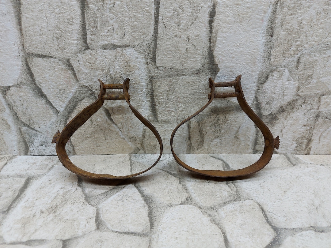 A Pair of Vintage Iron Stirrups Two Antique Metal Stirrup Horse Stirrup