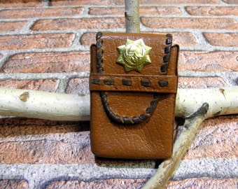 Vintage Tooled Leather Cigarette Case, Handmade Brown Tobacco Box