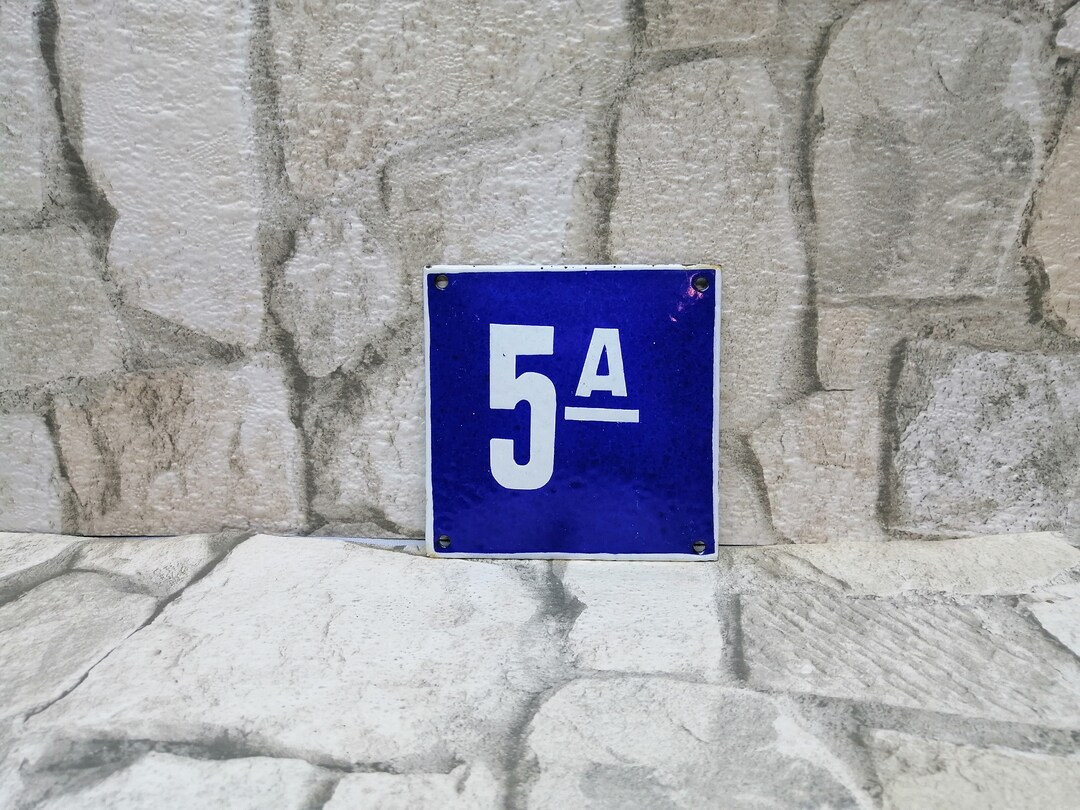 Vintage Enamel House Number 5A - Blue Address Sign (4.3 In) - Etsy