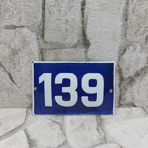 Vintage Enamel Address Sign Number 139 - Metal House Numbers