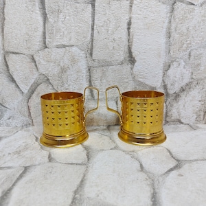 ON SALE Vintage set of 2 glass holders, metal glass - holders USSR Russian tea glass holders, Podstakannik Free shipping with tracking