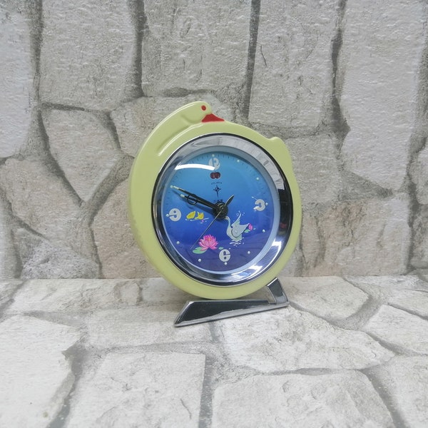Vintage China Alarm Clock POLARIS Swan Shaped Animated Alarm Clock 1960's The clock is not working - for parts or repair DECORATION
