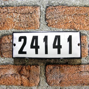 Street Sign Enameled Porcelain, Vintage Sign House Door Number 24141, White and Black Enamel Metal Plate Door Number, Home Décor, zografa