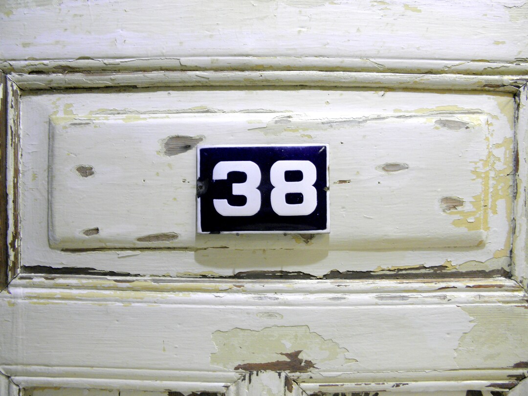 Vintage Enamel House Number 38: Blue & White Metal Door Sign - Etsy