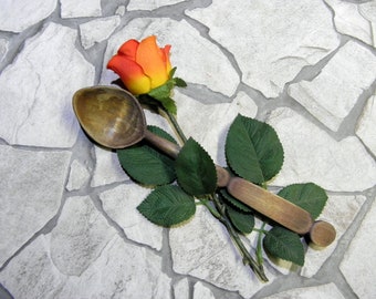 Antique Hand Carved Wooden Spoon: Primitive Kitchen Decor (6.7")