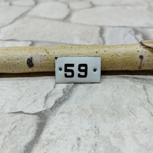 Vintage European Office Room Number, Hotel Room Number 59, Enamel Porcelain Sign, Apartment Door Number 59 Door Plaque, Street Door Sign