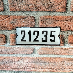 Vintage Address Sign House Door Number 21235, Street Sign Enameled Porcelain Home Décor, zografa