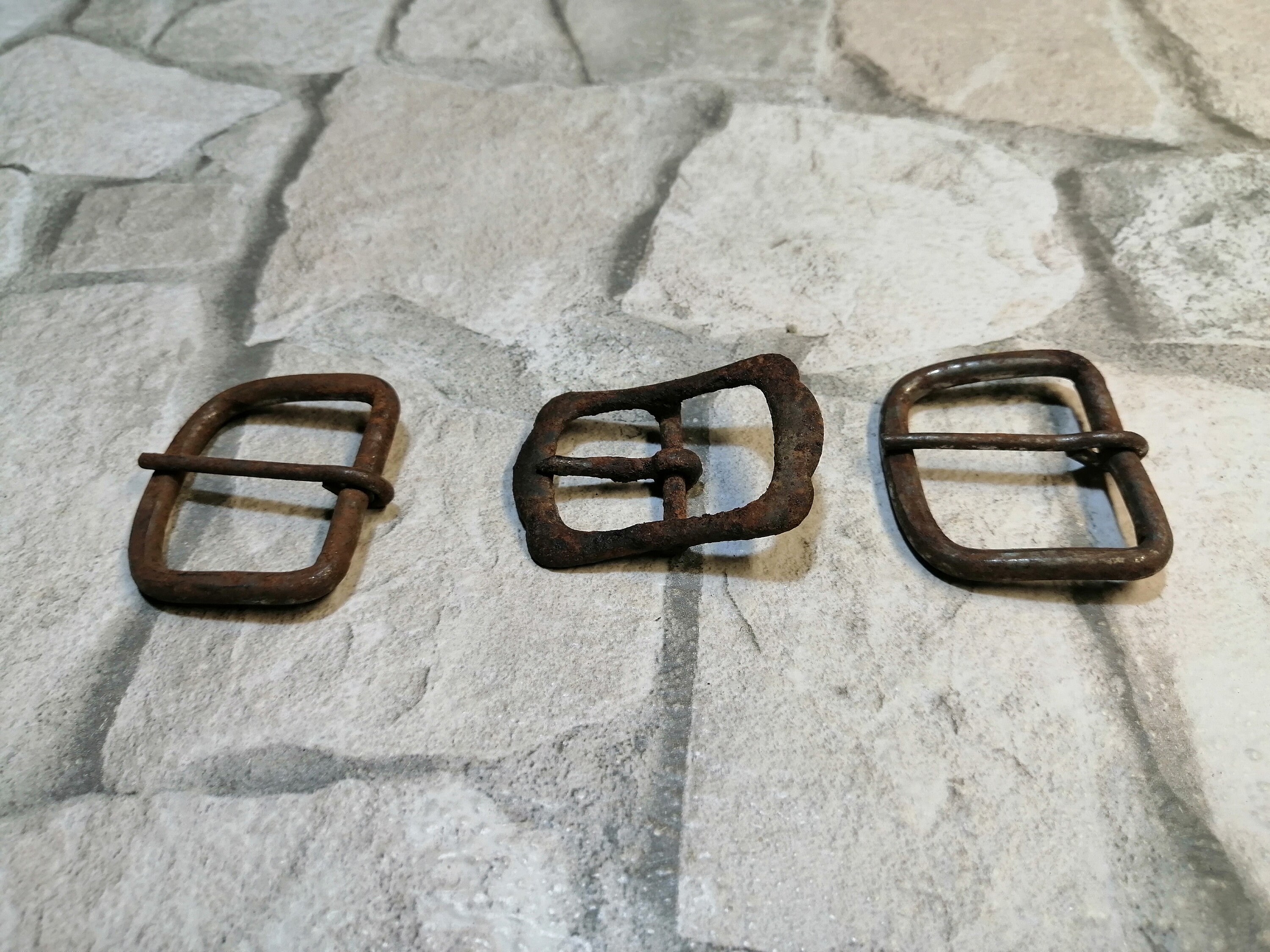 3 Pcs.vintage Belt Buckles Iron Antique Buckle With Rust Metal