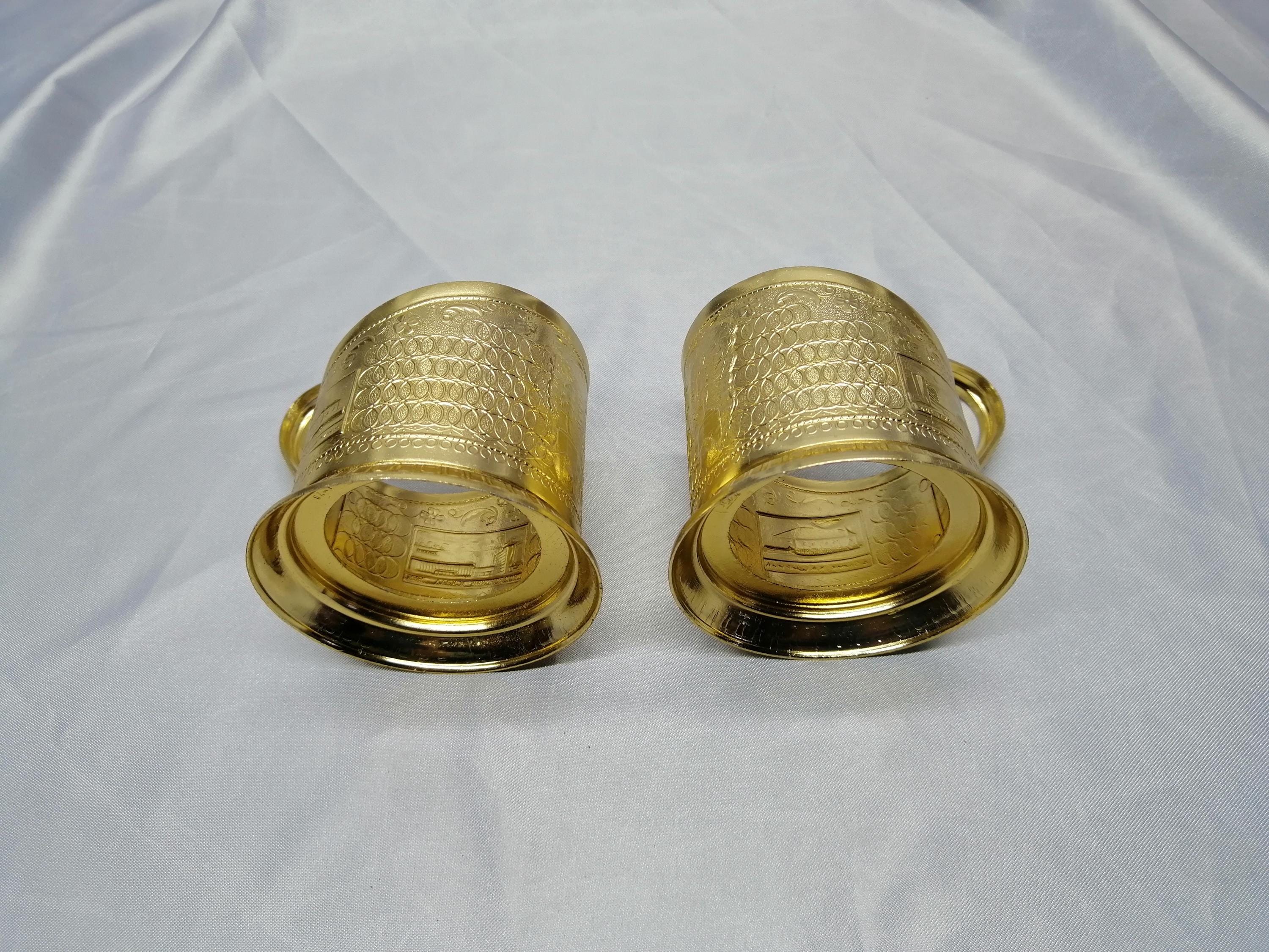Lot De 2 Porte-verres (podstakannik) Russes URSS Années 1950 En Aluminium - Collection