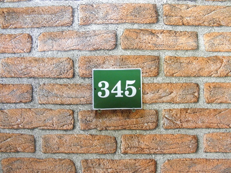Vintage Green Enamel House Number Sign: 345 Street Address - Etsy