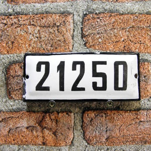 Vintage Sign House Door Number 21250, Street Sign Enameled Porcelain, White and Black Enamel Metal Plate Door Number, Home Décor, zografa
