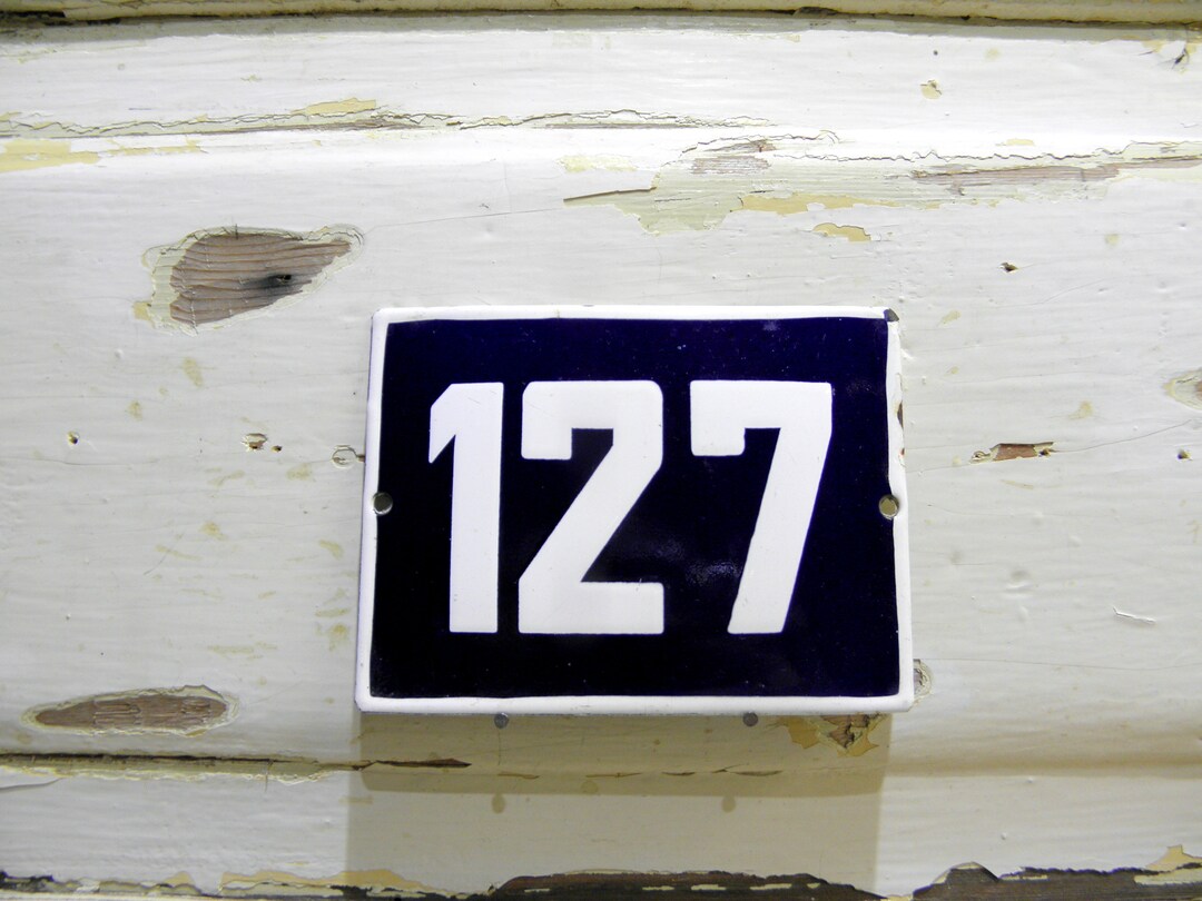 127 Racing Number Vintage Enameled Porcelain House Number 127: European Street Sign - Etsy