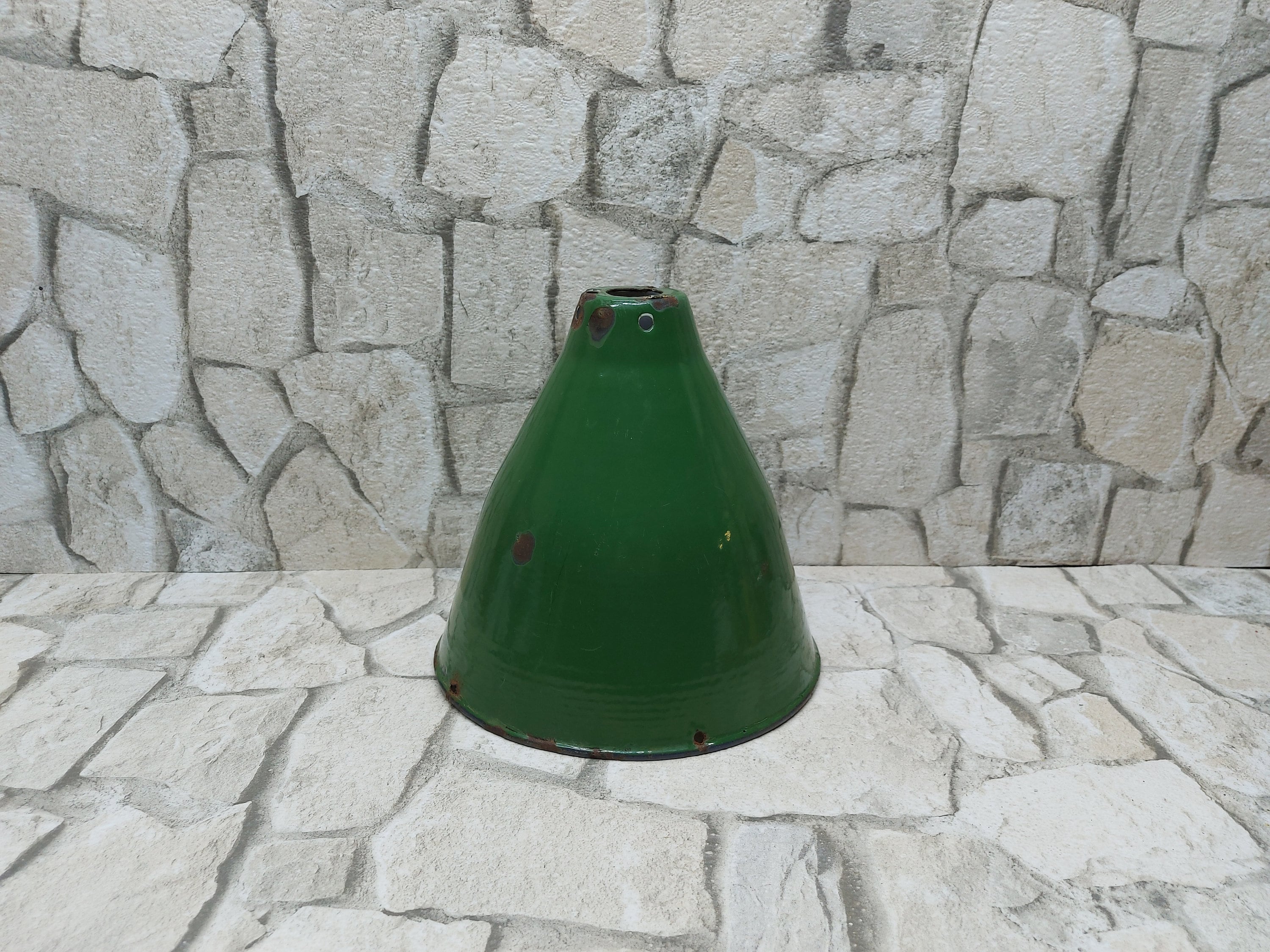 Porcelain Enamel Shade Antique Vintage Green Metal Lamp Shade Etsy