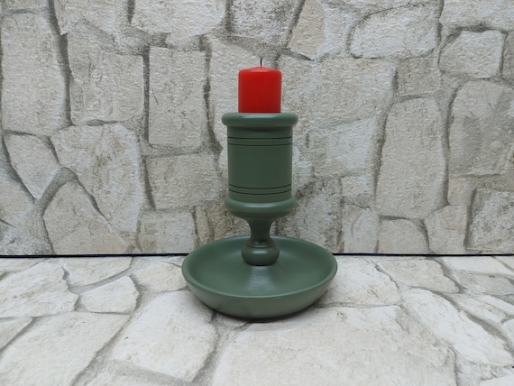 Vintage Wooden Candlestick Holder: Karlsson 1974, Table Decor